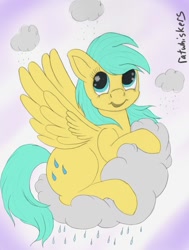 Size: 800x1058 | Tagged: safe, artist:ratwhiskers, derpibooru import, sunshower raindrops, cloud, cloudy, solo