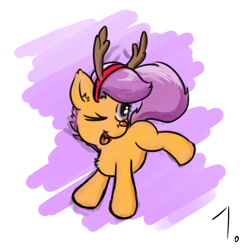 Size: 1000x1000 | Tagged: safe, artist:osakaoji, derpibooru import, scootaloo, reindeer, antlers, solo