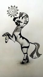 Size: 405x720 | Tagged: safe, artist:bluesapphire97, zecora, zebra, monochrome, solo, traditional art