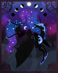 Size: 720x900 | Tagged: safe, artist:keetah-spacecat, derpibooru import, nightmare moon, fangs, moon, solo