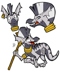 Size: 1068x1280 | Tagged: safe, artist:secoh2000, edit, zecora, dragon, dragonified, simple background, solo, species swap, staff, transparent background