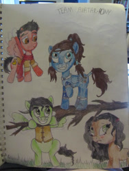 Size: 774x1032 | Tagged: safe, artist:wolfgirl-rawr, derpibooru import, asami sato, bolin, korra, mako, ponified, the legend of korra