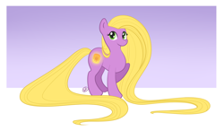 Size: 1100x644 | Tagged: safe, artist:kennasaur, derpibooru import, disney, disney princess, long mane, long tail, looking at you, ponified, raised hoof, rapunzel, smiling, solo, tangled (disney)