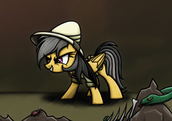 Size: 1754x1240 | Tagged: safe, artist:rambopvp, daring do, snake, cave, dark, indoors, solo