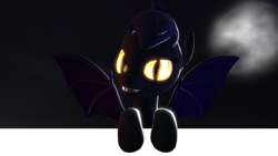 Size: 1191x670 | Tagged: safe, artist:drdicksamazingstick, derpibooru import, oc, oc only, oc:midnight blossom, bat pony, pony, 3d, fourth wall, glowing eyes, moon, solo, source filmmaker