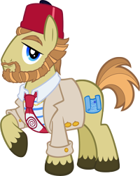 Size: 7186x9000 | Tagged: safe, artist:dentist73548, artist:tygerbug, derpibooru import, absurd resolution, indiana jones, ponified, sallah, simple background, solo, transparent background, vector