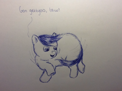 Size: 1024x768 | Tagged: safe, artist:waggytail, fluffy pony, chasing own tail, fluffy pony original art, solo