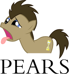 Size: 6980x7497 | Tagged: safe, artist:peora, doctor whooves, absurd resolution, bleh, cute, doctor who, open mouth, pear, recolor, simple background, solo, that pony sure does hate pears, tongue out, transparent background