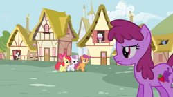 Size: 1366x768 | Tagged: safe, derpibooru import, screencap, apple bloom, berry punch, berryshine, blues, bon bon, chelsea porcelain, noteworthy, scootaloo, sweetie belle, sweetie drops, ponyville confidential, cutie mark crusaders