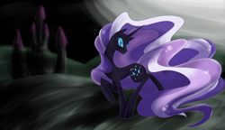 Size: 4000x2311 | Tagged: safe, artist:pinkenvy, derpibooru import, idw, nightmare rarity, pony, unicorn, female, mare, raised hoof, solo