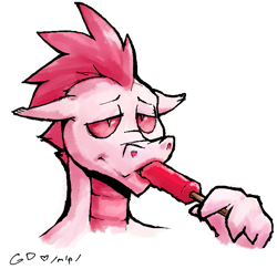 Size: 697x678 | Tagged: source needed, safe, artist:gaydragon, fizzle, dragon, innuendo, popsicle, solo