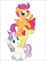 Size: 1920x2560 | Tagged: safe, artist:041744, apple bloom, scootaloo, sweetie belle, cutie mark crusaders, tower, tower of pony