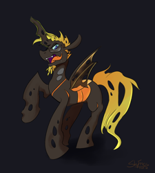 Size: 1280x1423 | Tagged: safe, artist:bonusjosh, derpibooru import, oc, oc only, changeling, carnifex, solo, yellow changeling