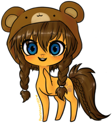 Size: 801x880 | Tagged: safe, artist:ponymonster, derpibooru import, oc, oc only, oc:honey paw, earth pony, pony, braid, female, hat, looking at you, mare, simple background, solo