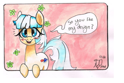 Size: 874x591 | Tagged: safe, artist:ados-e, derpibooru import, coco pommel, rarity takes manehattan, solo, traditional art