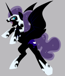 Size: 1280x1506 | Tagged: safe, artist:kimdragon321, nightmare moon, alicorn, black coat, female, horn, mare, simple background, solo