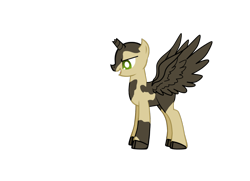 Size: 1052x760 | Tagged: safe, artist:thequeenalien, pony creator, broken horn, glare, open mouth, profile, scp foundation, scp-173, simple background, smiling, solo, spread wings, transparent background