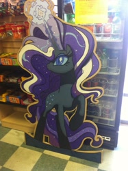 Size: 765x1024 | Tagged: safe, derpibooru import, nightmare rarity, candy, cardboard cutout, drink, food, irl, photo, seattle, soda