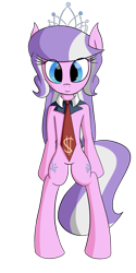 Size: 700x1400 | Tagged: safe, artist:tixolseyerk, derpibooru import, diamond tiara, pony, semi-anthro, bipedal, necktie, solo