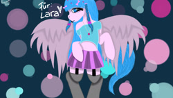 Size: 1920x1080 | Tagged: safe, artist:mrs-ponylicious, derpibooru import, oc, oc only, pony, semi-anthro, bipedal, clothes, decora, garters, heart, looking at you, miniskirt, shirt, skirt, solo, spread wings, stockings, sweet
