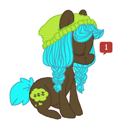 Size: 458x481 | Tagged: safe, artist:spideride, derpibooru import, oc, oc only, oc:catnip, earth pony, pony, beanie, braid, female, hat, mare, simple background, solo, transparent background