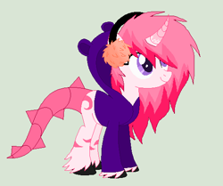 Size: 523x437 | Tagged: safe, artist:specterlighting, oc, oc only, original species, unicorn, augmented tail, earmuffs, solo