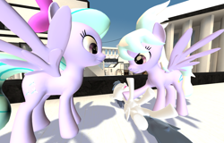 Size: 1600x1024 | Tagged: safe, artist:viranimation, cloudchaser, flitter, rumble, 3d, cloudsdale, flitterumble, gmod, rumble gets both the mares, rumblechaser, shipping, straight, tickling