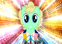 Size: 1053x745 | Tagged: safe, derpibooru import, doctor whooves, clothes, colin baker, cravat, doctor who, frock coat, intro, polka dots, ponified, shirt, sixth doctor, solo, the explosion in a rainbow factory, time vortex, youtube link