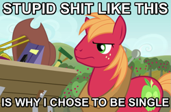 Size: 705x461 | Tagged: safe, big macintosh, earth pony, pony, image macro, male, solo, stallion, vulgar