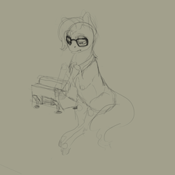 Size: 994x995 | Tagged: safe, artist:erijt, derpibooru import, rarity takes manehattan, monochrome, solo