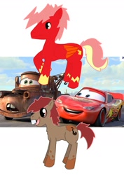 Size: 1240x1754 | Tagged: safe, artist:spot1the2dog3, derpibooru import, car, cars (pixar), lightning mcqueen, pixar, ponified, tow mater