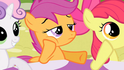 Size: 720x405 | Tagged: safe, derpibooru import, screencap, apple bloom, scootaloo, sweetie belle, cutie mark crusaders