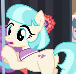 Size: 946x929 | Tagged: safe, derpibooru import, screencap, coco pommel, earth pony, pony, rarity takes manehattan, season 4, butt, female, mare, plot, solo