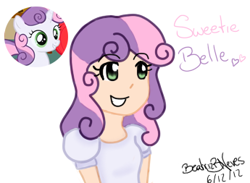 Size: 345x253 | Tagged: safe, artist:bia-neves, sweetie belle, human, pony, unicorn, female, filly, humanized, white coat