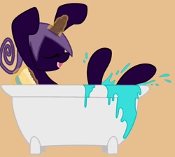 Size: 1306x1175 | Tagged: safe, artist:joey darkmeat, derpibooru import, bath, bathtub, blair, magic, ponified, scene interpretation, solo, soul eater, trace