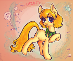 Size: 840x700 | Tagged: safe, artist:mirululu, derpibooru import, oc, oc only, oc:chidey, earth pony, pony, bow, female, mare, solo