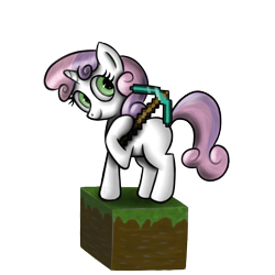 Size: 2000x2000 | Tagged: safe, artist:goldenmercurydragon, derpibooru import, sweetie belle, minecraft, pickaxe, solo