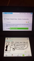 Size: 459x816 | Tagged: safe, derpibooru import, discord, 3ds, miiverse, nintendo, photo, super smash bros., video game