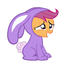 Size: 800x800 | Tagged: safe, artist:jolteongirl, derpibooru import, scootaloo, bunny costume, bunnyloo, clothes, cute, cutealoo, simple background, solo, transparent background, vector