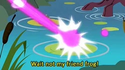 Size: 427x240 | Tagged: safe, derpibooru import, frog, duwang, image macro, jojo's bizarre adventure, orange frog, subtitles