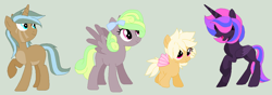 Size: 1232x432 | Tagged: safe, artist:nomdeplume-adopts, derpibooru import, oc, oc only, alicorn, flutter pony, pegasus, pony, unicorn, alicorn oc, freckles