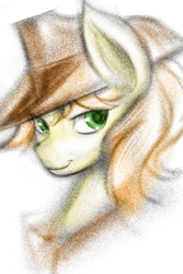 Size: 1400x2100 | Tagged: safe, artist:fauxsquared, derpibooru import, braeburn, earth pony, pony, cowboy hat, male, solo, two toned mane