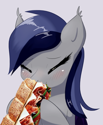 Size: 662x800 | Tagged: safe, derpibooru import, edit, oc, oc only, oc:echo, bat pony, pony, food, meme, not porn, sandwich, sandwich censorship, solo