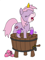 Size: 762x1019 | Tagged: safe, derpibooru import, oc, oc only, clothes, grape stomping, grapes, slippers, solo, stomping, stompy slippers, unusual unicorn