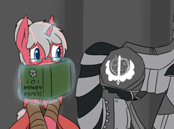 Size: 3500x2584 | Tagged: safe, artist:erthilo, oc, oc only, oc:steel cherry, pony, unicorn, fallout equestria, blushing, book, clothes, eyes on the prize, glasses, magic, ministry of wartime technology, power armor, powered exoskeleton, scribe, scribe robe, steel ranger, steel rangers, telekinesis