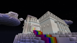 Size: 854x480 | Tagged: safe, derpibooru import, fanfic:rainbow factory, 3d, blocks, cloud, minecraft, night