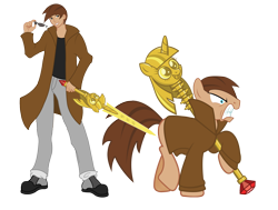 Size: 1548x1171 | Tagged: safe, artist:atanarix, oc, oc only, human, clothes, jacket, scepter, sword, twilight scepter