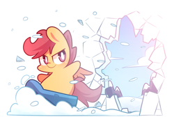 Size: 1180x840 | Tagged: safe, artist:php56, derpibooru import, scootaloo, snow, snowboard, solo, wall