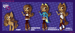 Size: 2500x1100 | Tagged: safe, artist:anggrc, oc, oc only, oc:choco marshmallow, equestria girls, clothes, dress, equestria girls prototype, equestria girls-ified, evolution chart, ponied up