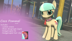 Size: 3840x2160 | Tagged: safe, artist:postal-code, derpibooru import, coco pommel, rarity takes manehattan, 3d, gmod, solo